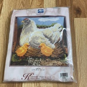 Vervaco  chicken and checks cross stitch kit
